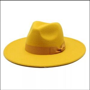 Yellow Bigger Wide Brim Fedora Hat